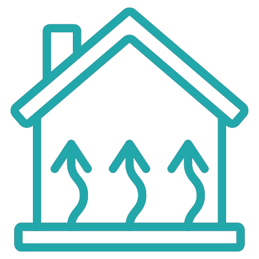 A house with three arrows going up and down.