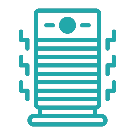 A blue and white icon of a phone.
