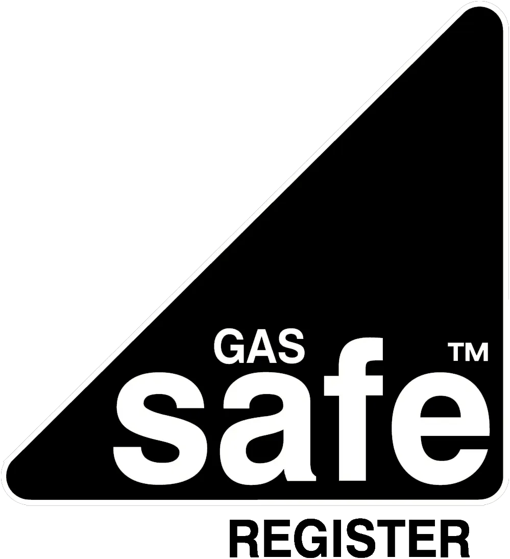 A black and white sign that says gas safe register.